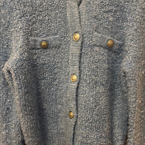 American Eagle Blue chunky knit Cardigan with silver Buttons size small - Picture 3 of 6